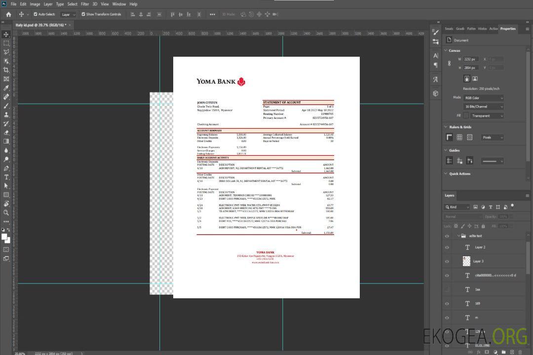 Modèle Excel et PDF de relevé bancaire Myanmar Yoma template Modèle Excel et PDF de relevé bancaire Myanmar Yoma template